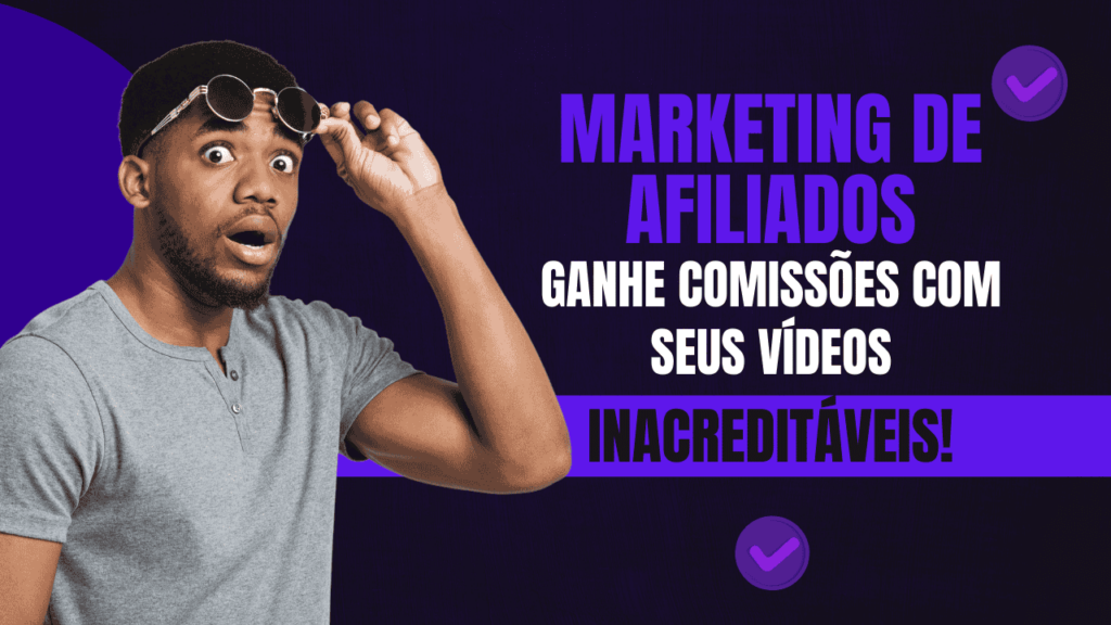 Homem surpreso com texto 'Marketing de Afiliados' em fundo roxo e preto