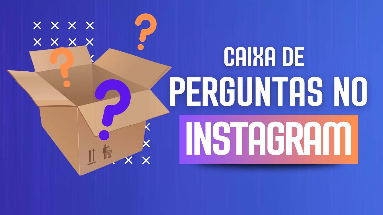 ícone de caixa com ponto de interrogação com escrito caixa de perguntas no instagram ao fundo