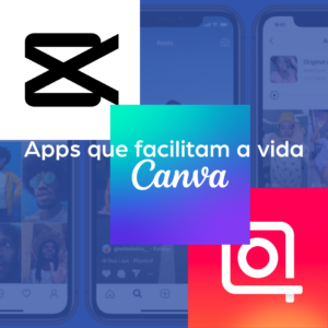 ícone de canva, capcut e inshot em fundo azul